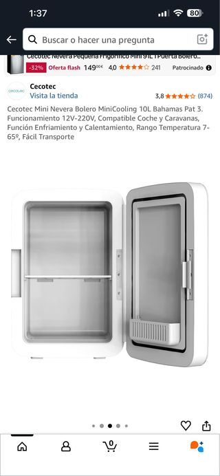 Cecotec Mini Nevera Bolero 10L Bahamas