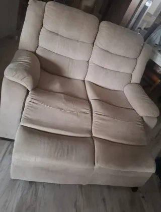 Sofá relax 2 plazas tela beige