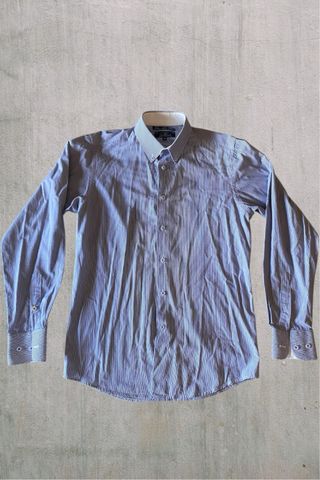 Camicia uomo a righe blu e bianche