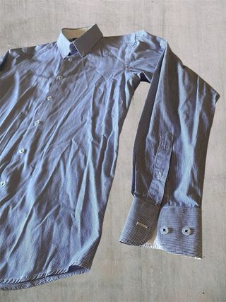 Camicia uomo a righe blu e bianche