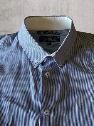 Camicia uomo a righe blu e bianche