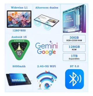 Tablet ZIOVO 15 Android 15 30GB RAM 128GB NUEVA