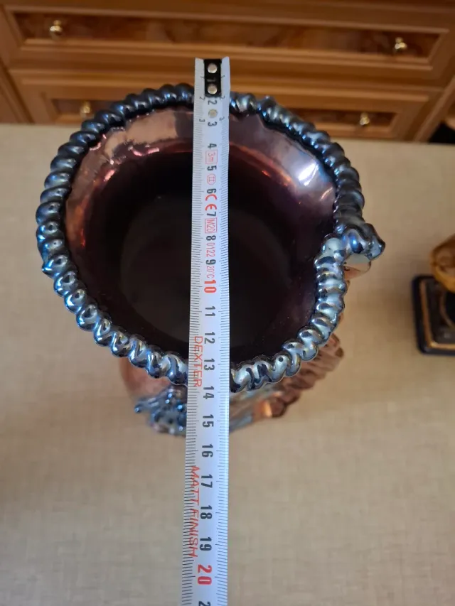 Jarrón Cerámica Metal Azul Marrón