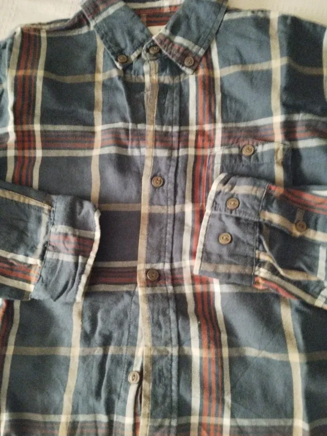 Camisa cuadros y polo rugby verde/gris Zara T 9/10