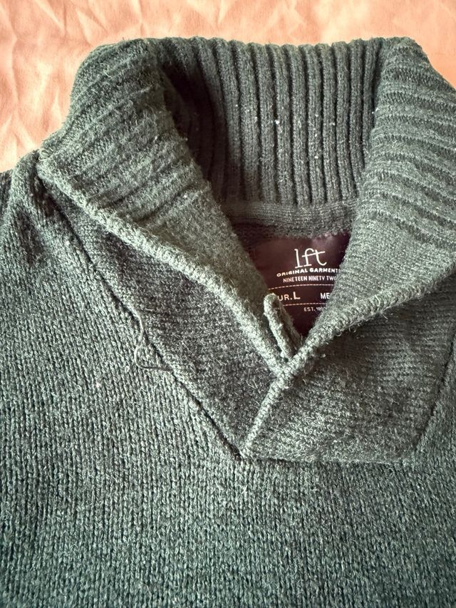 Jersey verde Lefties cuello shawl talla L