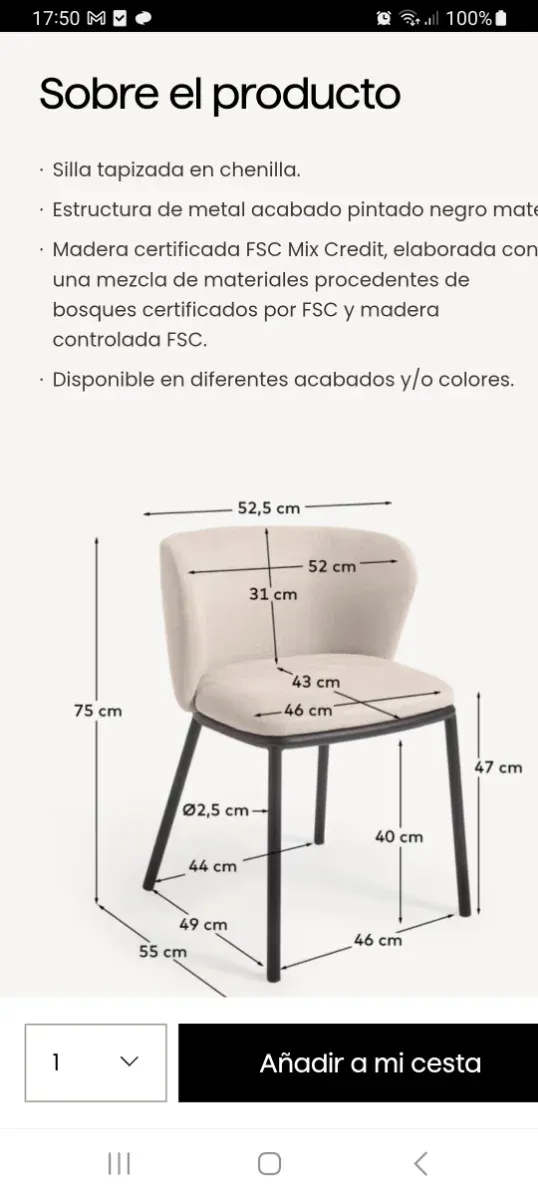 Conjunto comedor madera y tela beige