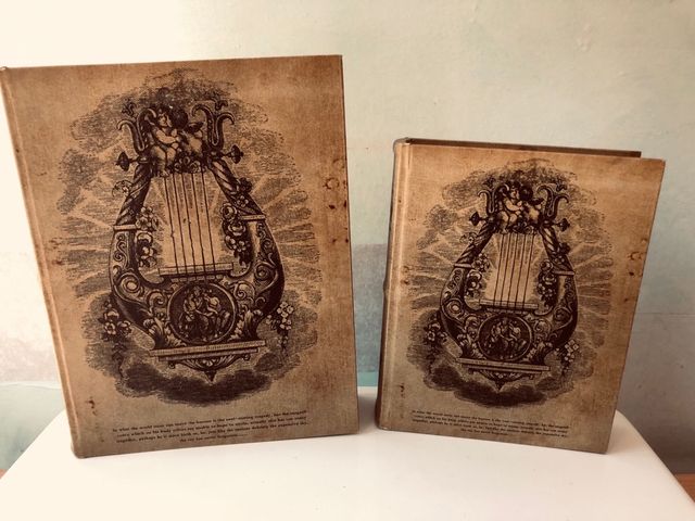 Set 2 Porta Oggetti Libro Vintage