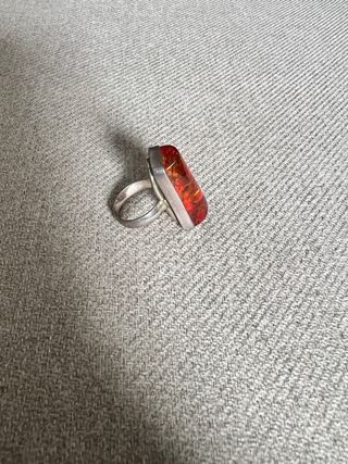 Anillo Plata con Ámbar Rectangular