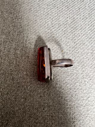 Anillo Plata con Ámbar Rectangular