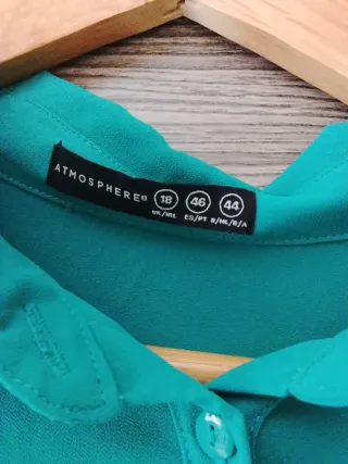 Blusa mujer verde azulado manga larga