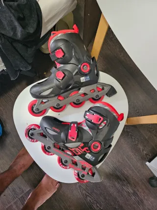 Patines Oxelo Talla 32 Rojos y Negros