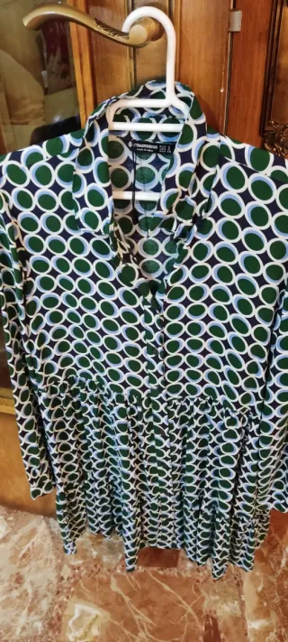 Vestido Camisero Verde Estampado