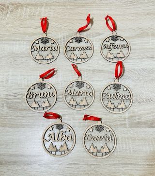 Bola Navidad Personalizada con Nombre madera