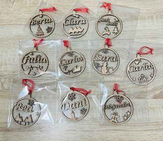 Bola Navidad Personalizada con Nombre madera
