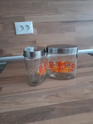 2 Tarros Vintage Coca-Cola Cristal y Metal