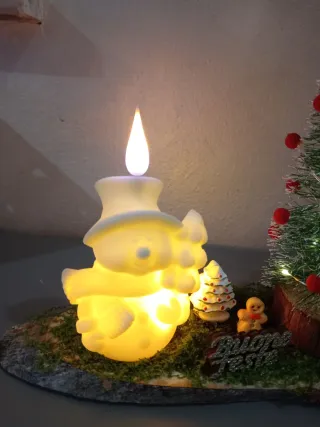 Centrotavola luminoso pupazzo neve e albero