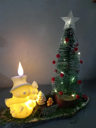 Centrotavola luminoso pupazzo neve e albero