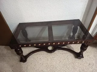 Mesa de centro vintage madera y cristal