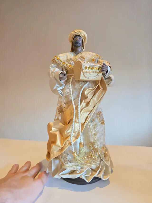 Belén de tela blanco y dorado Perfecto Estado