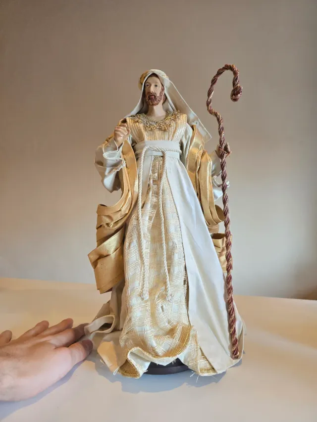 Belén de tela blanco y dorado Perfecto Estado