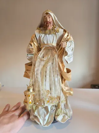 Belén de tela blanco y dorado Perfecto Estado