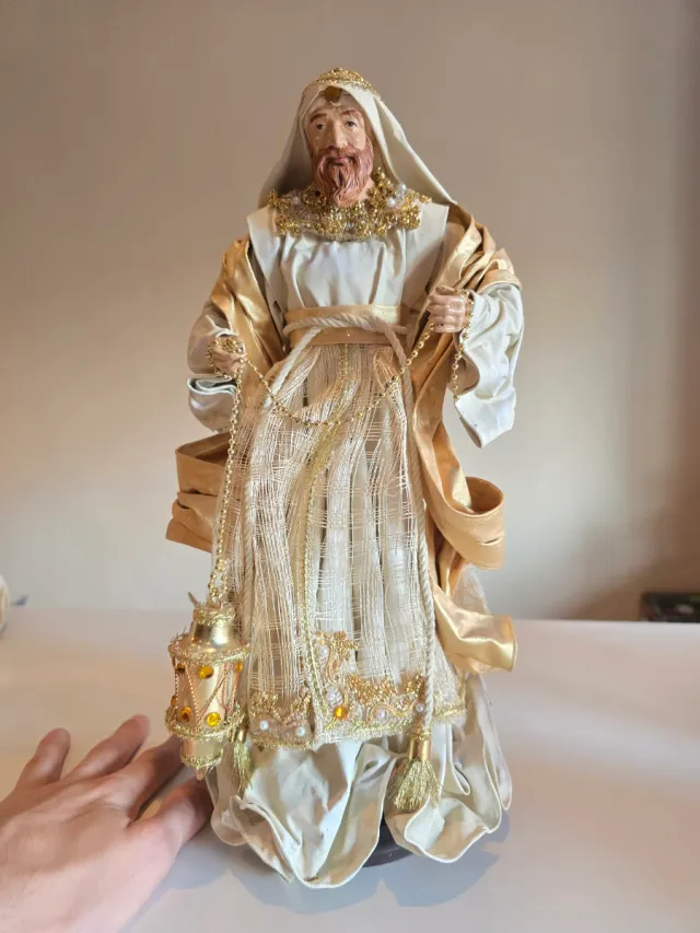 Belén de tela blanco y dorado Perfecto Estado