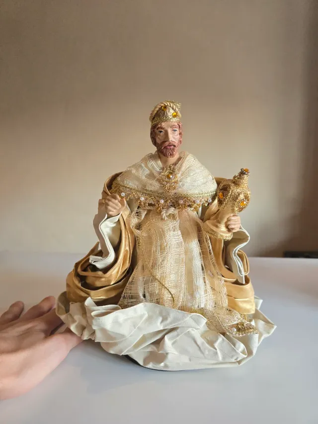 Belén de tela blanco y dorado Perfecto Estado