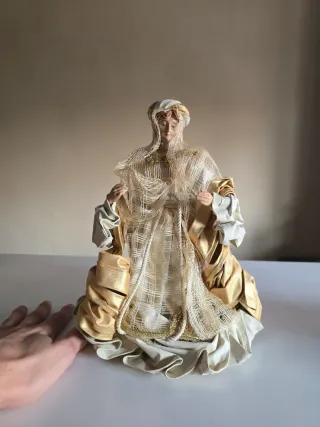 Belén de tela blanco y dorado Perfecto Estado