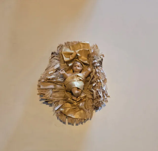 Belén de tela blanco y dorado Perfecto Estado