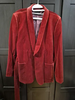 Blazer de terciopelo burdeos para hombre