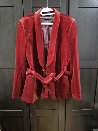Blazer de terciopelo burdeos para hombre