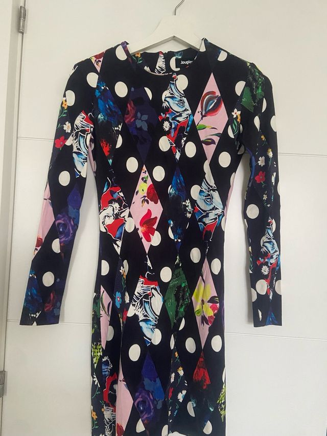 Vestido Desigual Talla S Estampado Flores