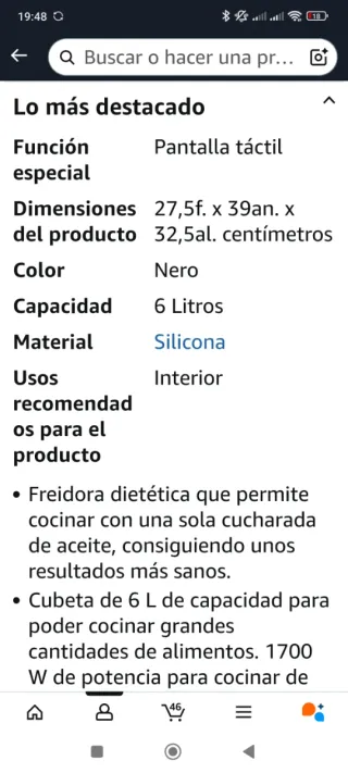 Freidora de aire 6.5L usada
