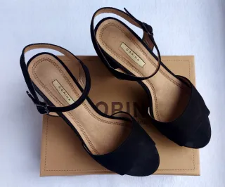 Sandalias Negras Tacón, Corina Talla 40.