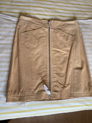 Falda Mango Piel Beige