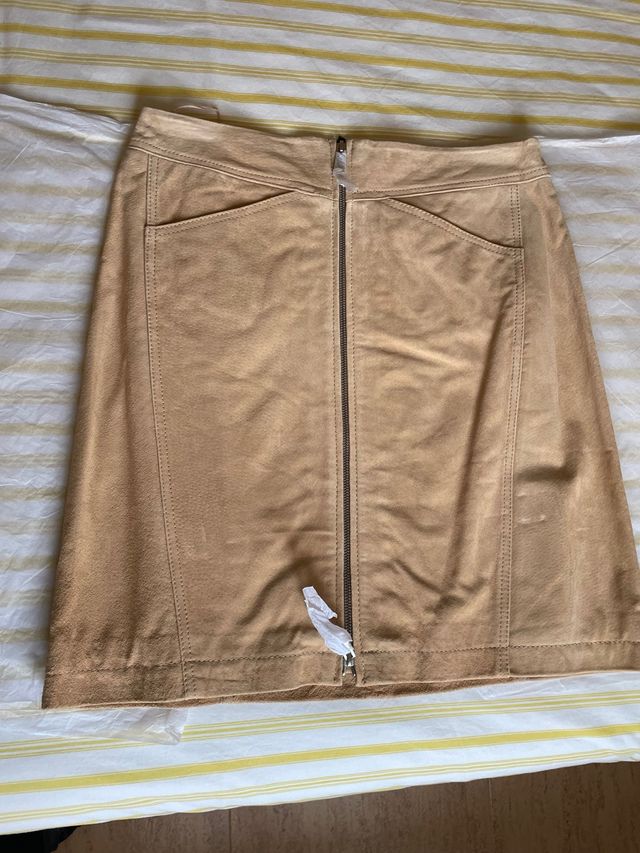 Falda Mango Piel Beige