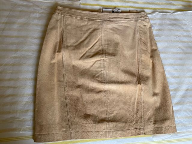 Falda Mango Piel Beige