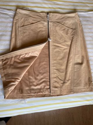 Falda Mango Piel Beige