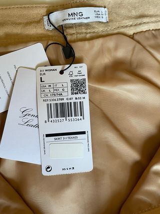 Falda Mango Piel Beige