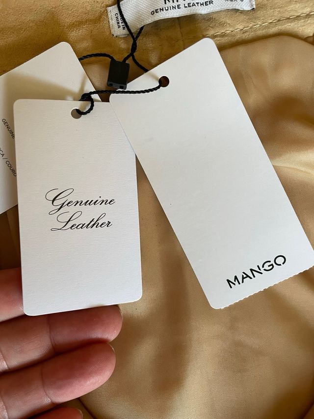 Falda Mango Piel Beige