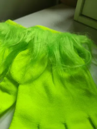 Guantes Grinch pelito verde disfraz talla única