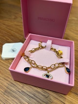 Pulsera Swarovski Ojo Azul Dorado