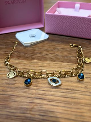 Pulsera Swarovski Ojo Azul Dorado