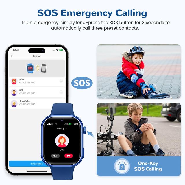 Smartwatch Bambini 4G GPS Doppia Fotocamera Blu