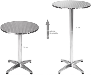 Tavolino In Alluminio Per Esterno 60 x 70/110cm Re