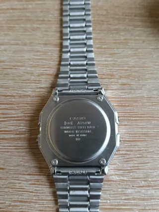 Casio A158WA-DF correa acero inoxidable. Nuevo