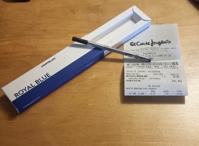 Recarga Tinta Montblanc Rollerball Azul .