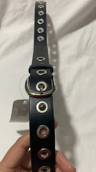 Cintura donna Alessia nera con borchie argento