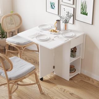 Tavolo da Pranzo Pieghevole Salvaspazio con Ruote,