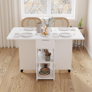 Tavolo da Pranzo Pieghevole Salvaspazio con Ruote,